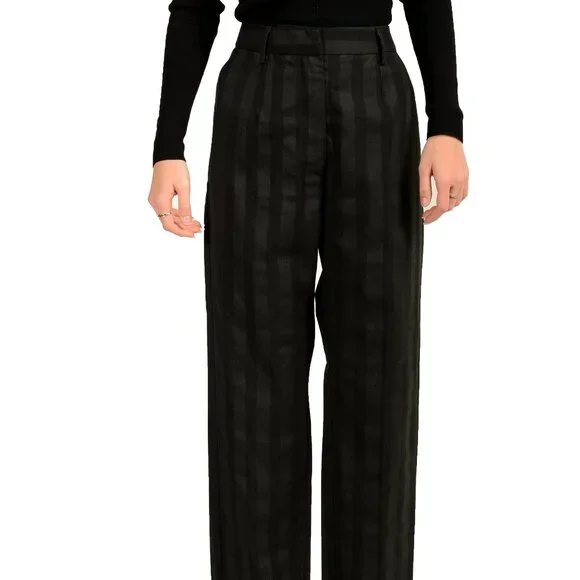 Maison Margiela MM6 Women's Black/Gray Straight Leg Pants US S IT 40 - Picture 1 of 5